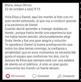 Alumno aprendió a manejar